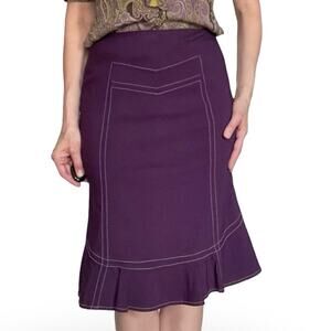 Anthropologie Elevenses Tulip Skirt 6 Purple Ruffle Hem 90s Vintage
